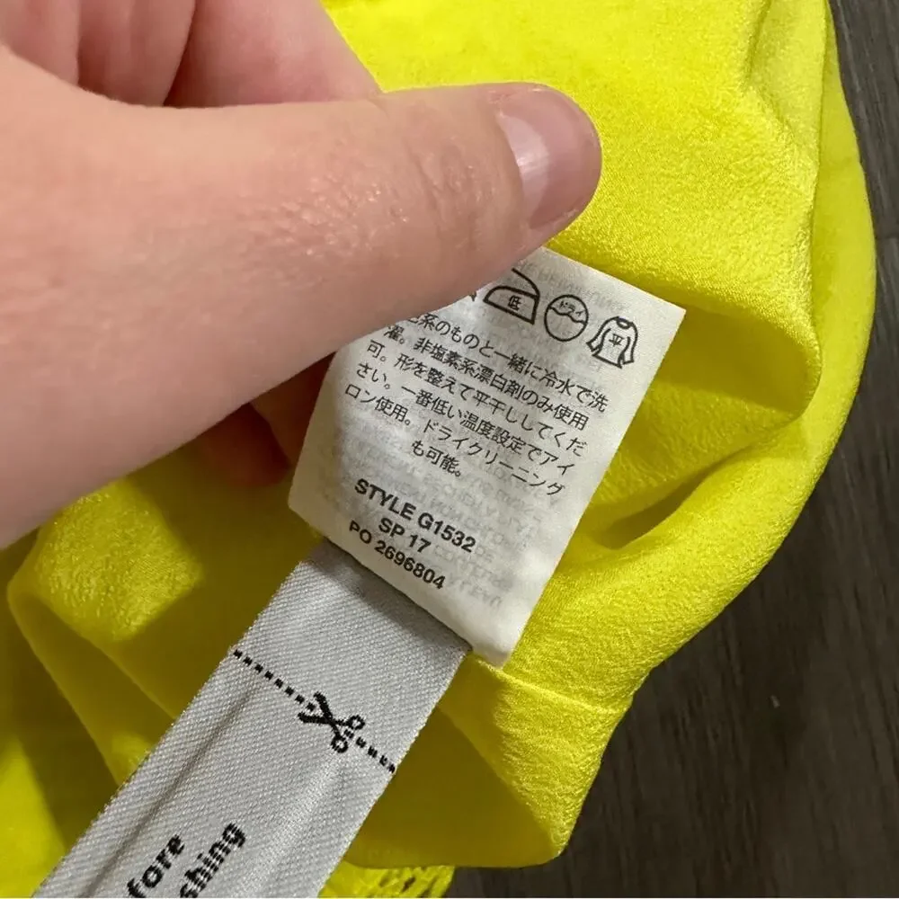 J.Crew Fringe Lace Sheath Dress Size‎ 2 Yellow Citron Sleeveless Cocktail Party